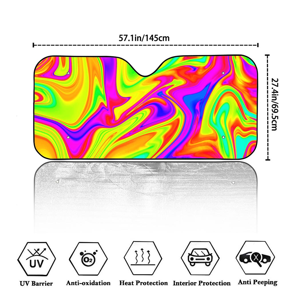 Abstract Liquid Trippy Print Car Windshield Sun Shade