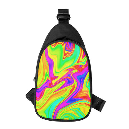 Abstract Liquid Trippy Print Chest Bag