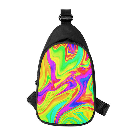 Abstract Liquid Trippy Print Chest Bag
