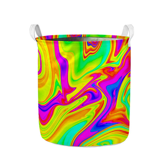 Abstract Liquid Trippy Print Collapsible Laundry Basket