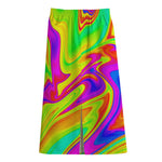 Abstract Liquid Trippy Print Cotton Front Slit Maxi Skirt