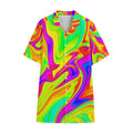 Abstract Liquid Trippy Print Cotton Hawaiian Shirt