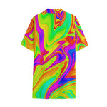 Abstract Liquid Trippy Print Cotton Hawaiian Shirt