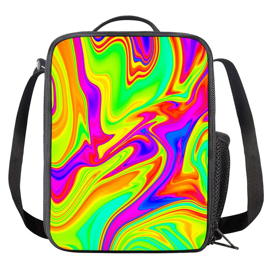 Abstract Liquid Trippy Print Crossbody Lunch Bag
