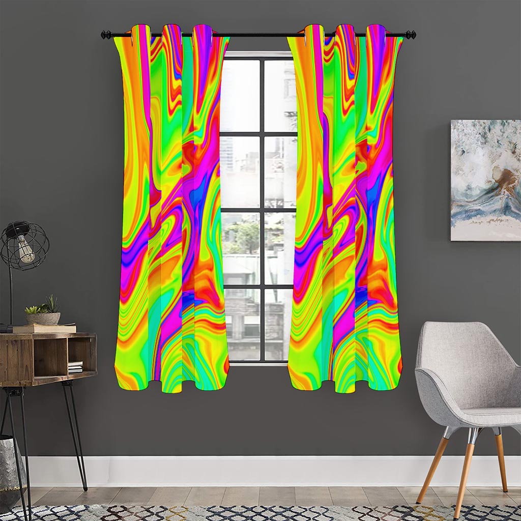 Abstract Liquid Trippy Print Curtain