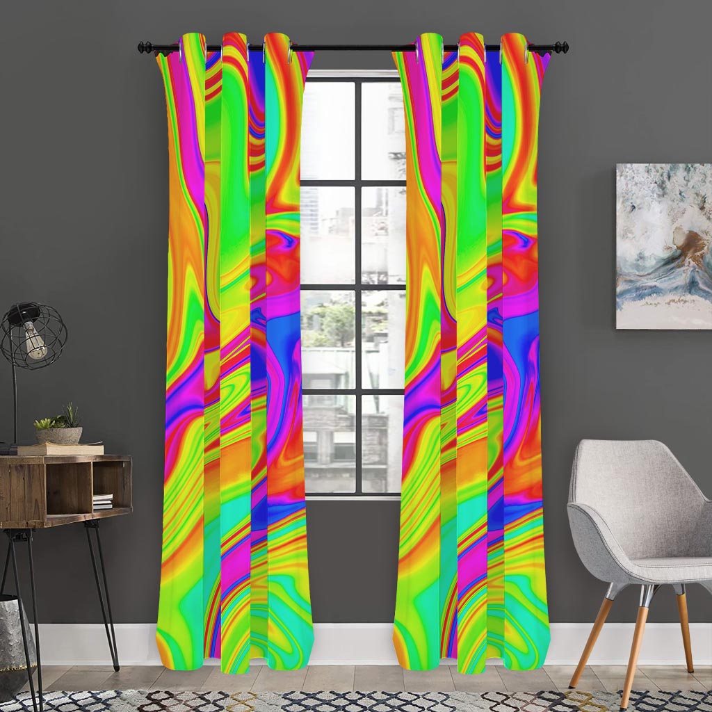 Abstract Liquid Trippy Print Curtain