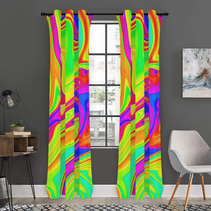 Abstract Liquid Trippy Print Curtain