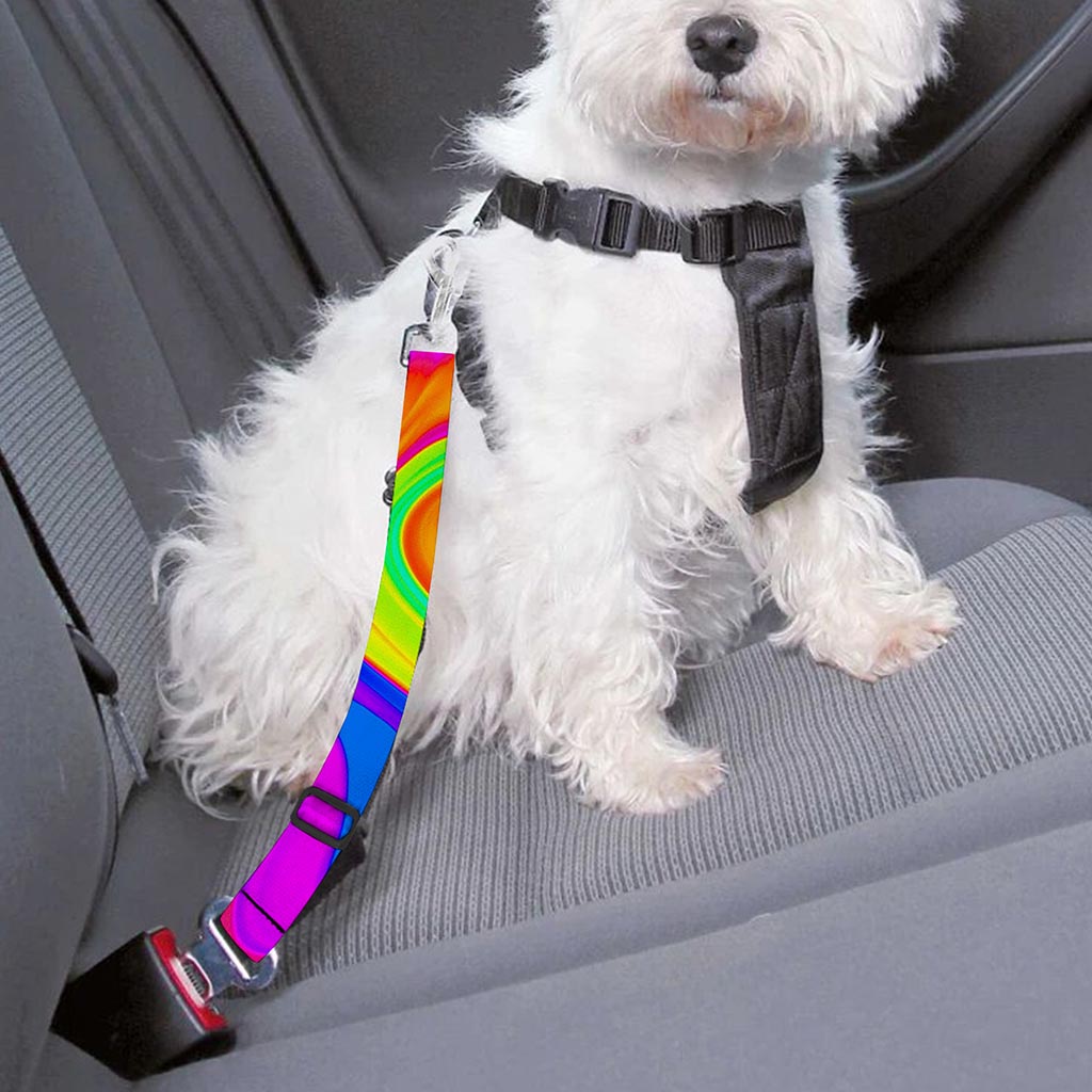 Abstract Liquid Trippy Print Dog Seat Belt