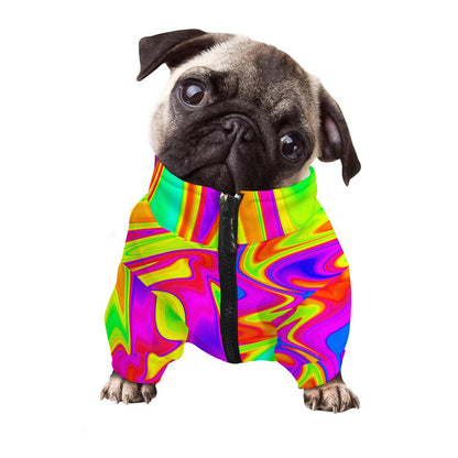Abstract Liquid Trippy Print Dog Zip Up Jacket