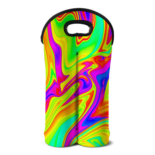 Abstract Liquid Trippy Print Double Neoprene Wine Tote