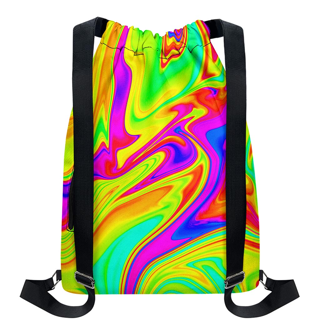 Abstract Liquid Trippy Print Drawstring Backpack