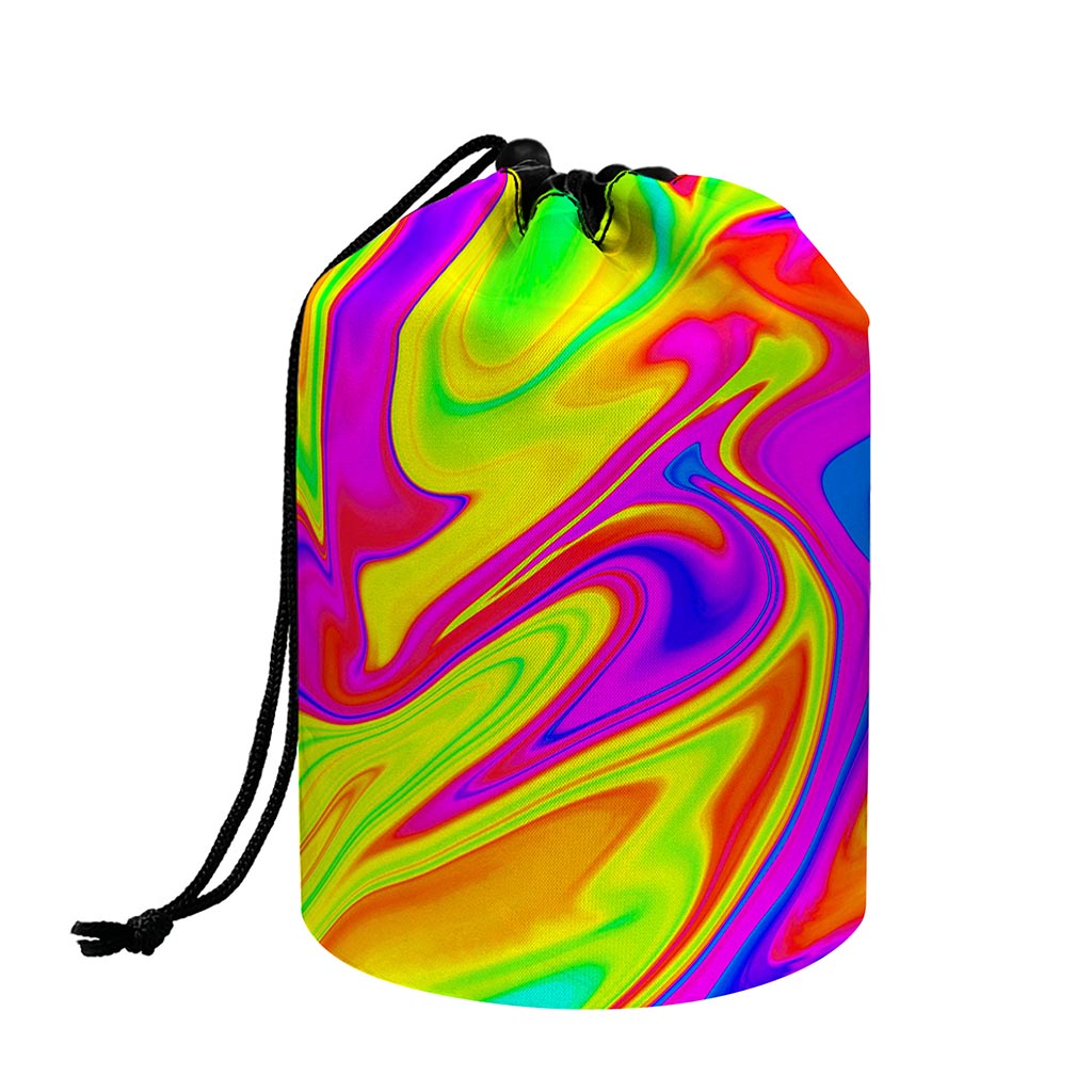 Abstract Liquid Trippy Print Drawstring Makeup Bag