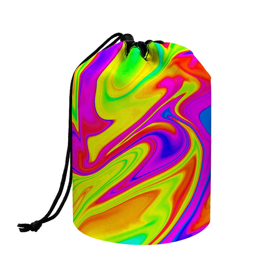 Abstract Liquid Trippy Print Drawstring Makeup Bag