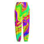 Abstract Liquid Trippy Print Fleece Lined Knit Pants
