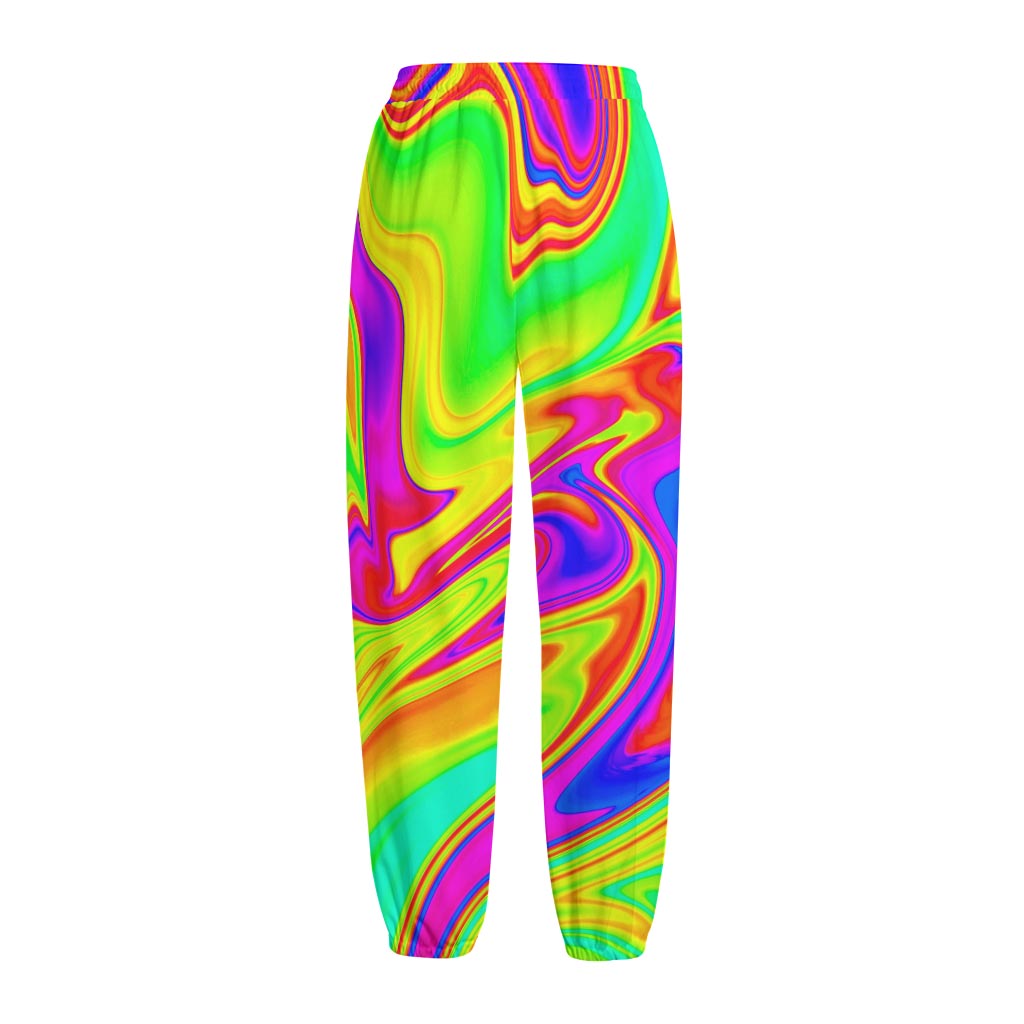 Abstract Liquid Trippy Print Fleece Lined Knit Pants