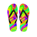 Abstract Liquid Trippy Print Flip Flops