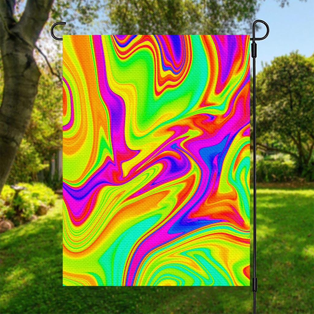 Abstract Liquid Trippy Print Garden Flag