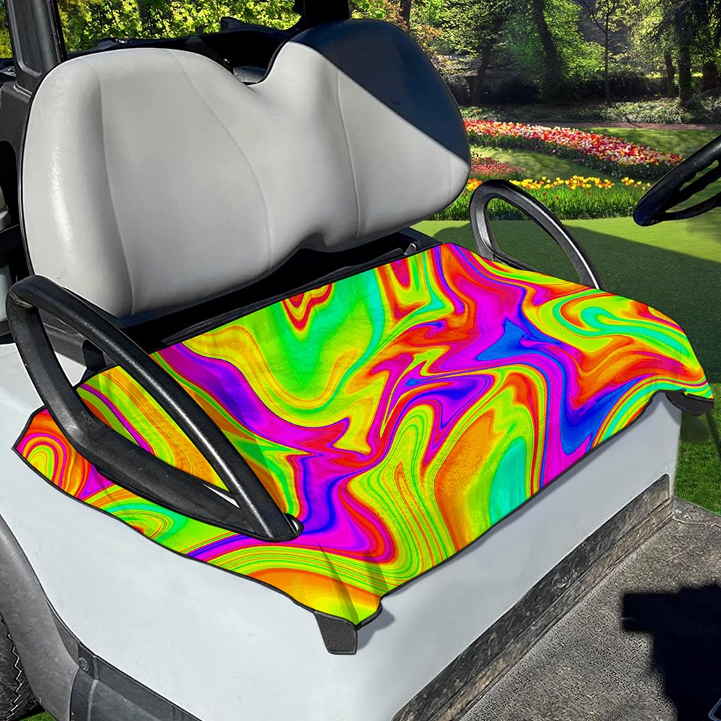 Abstract Liquid Trippy Print Golf Cart Seat Cover