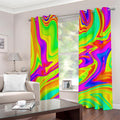 Abstract Liquid Trippy Print Grommet Curtains