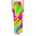 Abstract Liquid Trippy Print High Slit Maxi Skirt