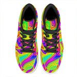 Abstract Liquid Trippy Print High Top Leather Sneakers