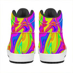 Abstract Liquid Trippy Print High Top Leather Sneakers