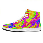 Abstract Liquid Trippy Print High Top Leather Sneakers