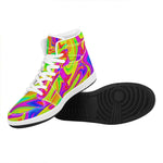 Abstract Liquid Trippy Print High Top Leather Sneakers