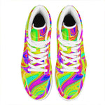 Abstract Liquid Trippy Print High Top Leather Sneakers