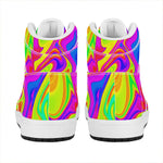 Abstract Liquid Trippy Print High Top Leather Sneakers