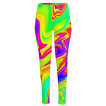 Abstract Liquid Trippy Print High-Waisted Pocket Leggings
