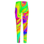Abstract Liquid Trippy Print High-Waisted Pocket Leggings