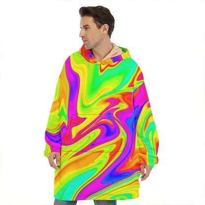 Abstract Liquid Trippy Print Hoodie Blanket