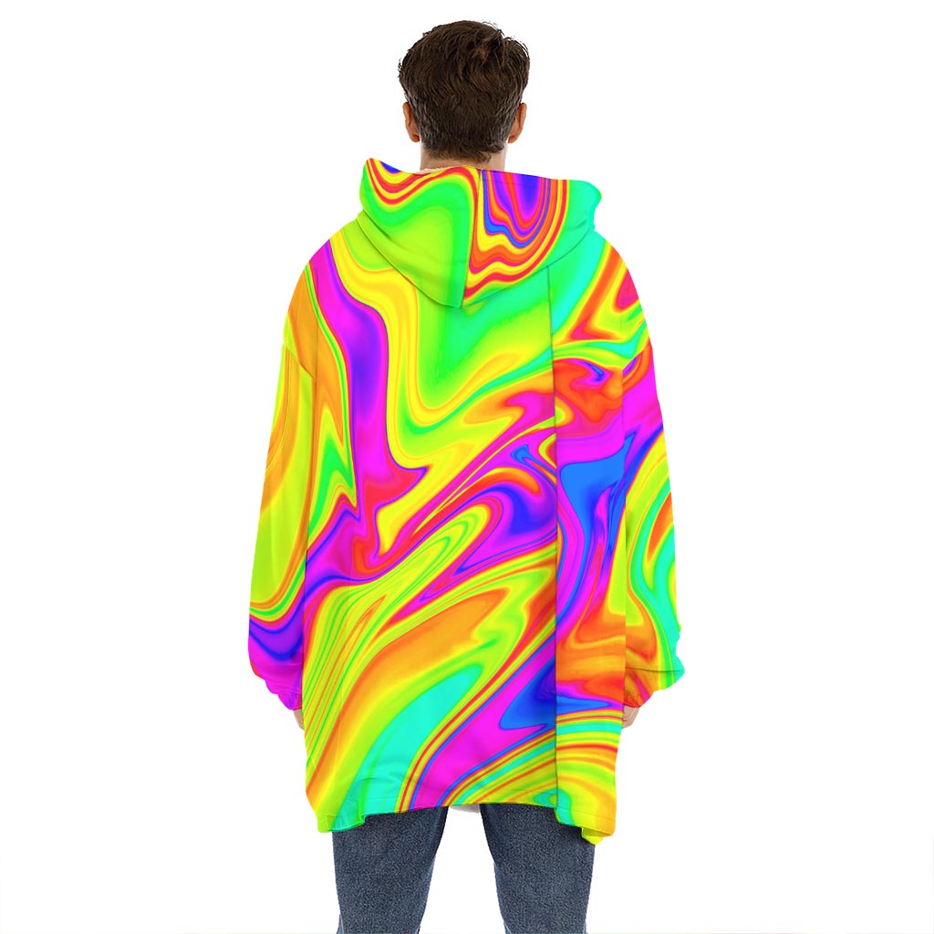 Abstract Liquid Trippy Print Hoodie Blanket