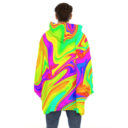Abstract Liquid Trippy Print Hoodie Blanket