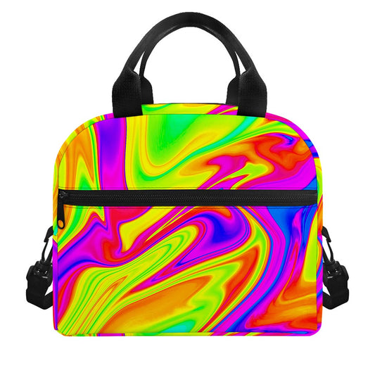 Abstract Liquid Trippy Print Insulated Lunch Bag