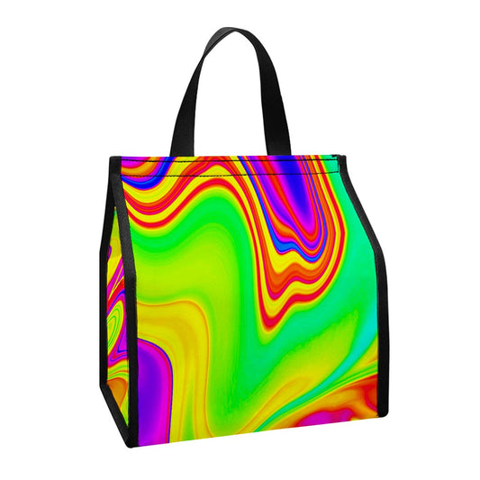 Abstract Liquid Trippy Print Insulated Lunch Tote