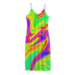 Abstract Liquid Trippy Print Jersey Midi Cami Dress