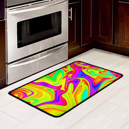 Abstract Liquid Trippy Print Kitchen Mat