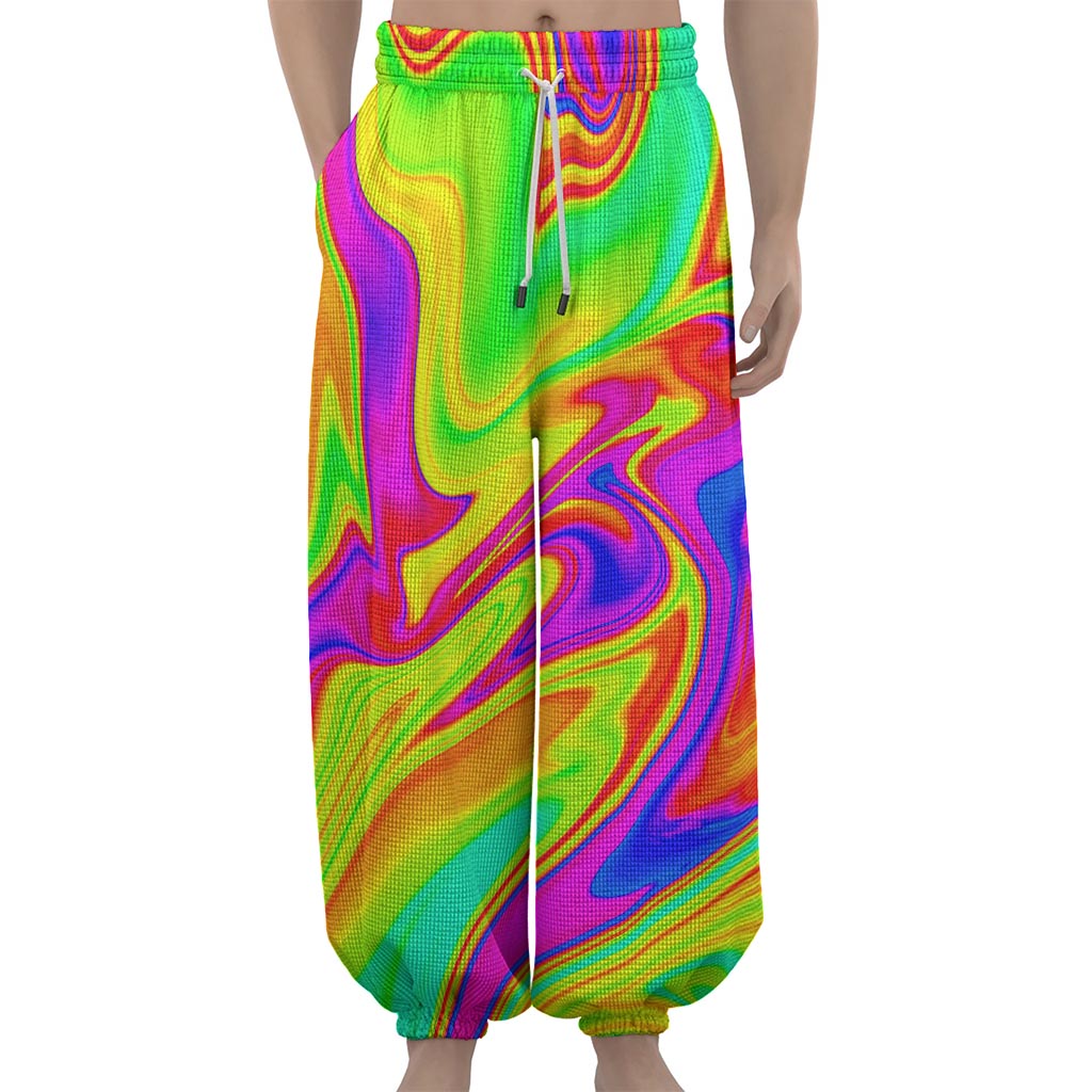 Abstract Liquid Trippy Print Lantern Pants