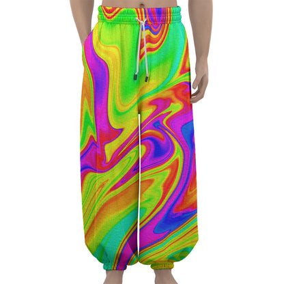 Abstract Liquid Trippy Print Lantern Pants