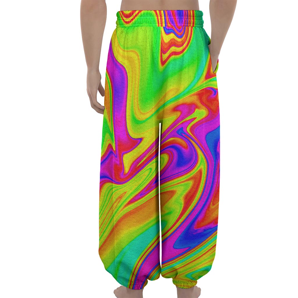 Abstract Liquid Trippy Print Lantern Pants