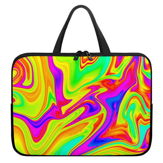 Abstract Liquid Trippy Print Laptop Sleeve With Handle