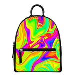 Abstract Liquid Trippy Print Leather Backpack