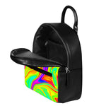 Abstract Liquid Trippy Print Leather Backpack