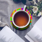 Abstract Liquid Trippy Print Leather Coaster Set