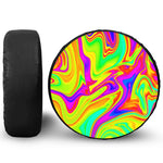 Abstract Liquid Trippy Print Leather Spare Tire Cover