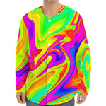 Abstract Liquid Trippy Print Long Sleeve Baseball Jersey