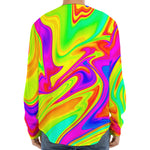 Abstract Liquid Trippy Print Long Sleeve Baseball Jersey