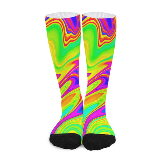 Abstract Liquid Trippy Print Long Socks